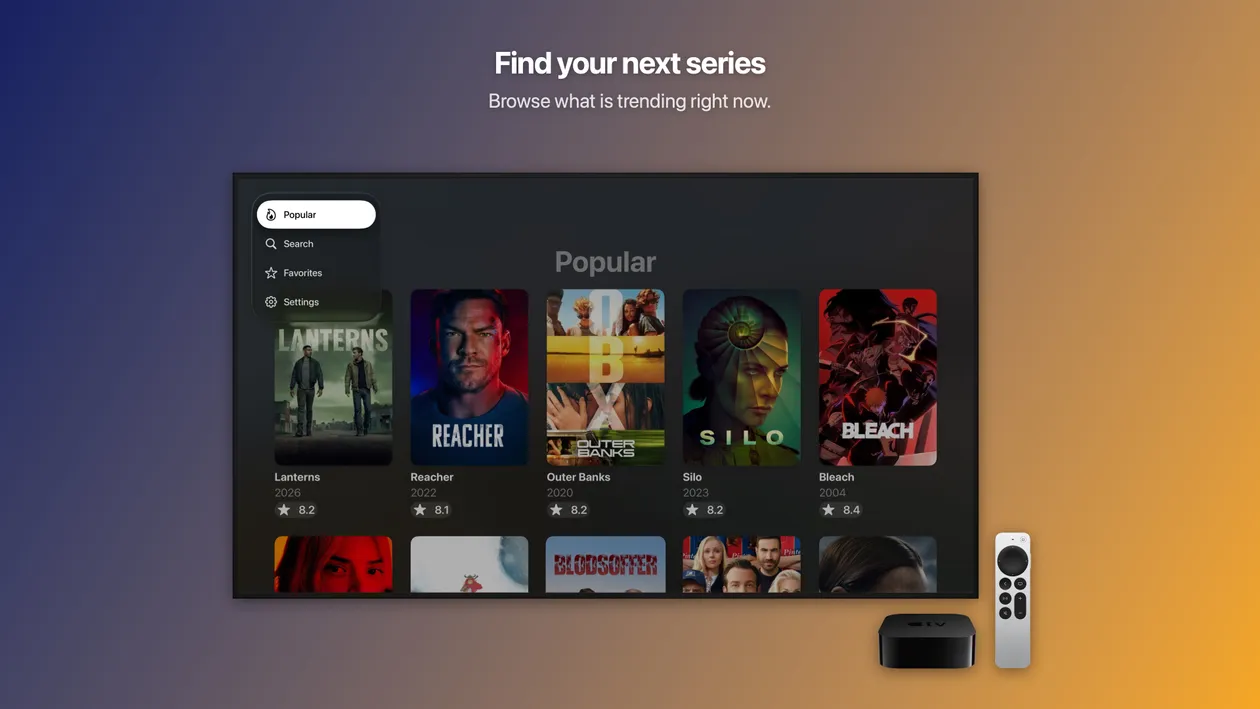 Ten-foot browsing with focus-driven posters on Apple TV